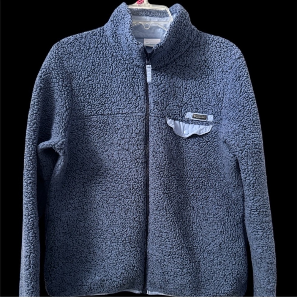 Columbia Light Blue Sherpa Jacket with Chest Patch